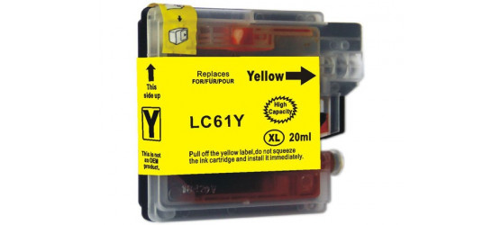 Cartouche à jet d'encre Brother LC61 compatible jaune